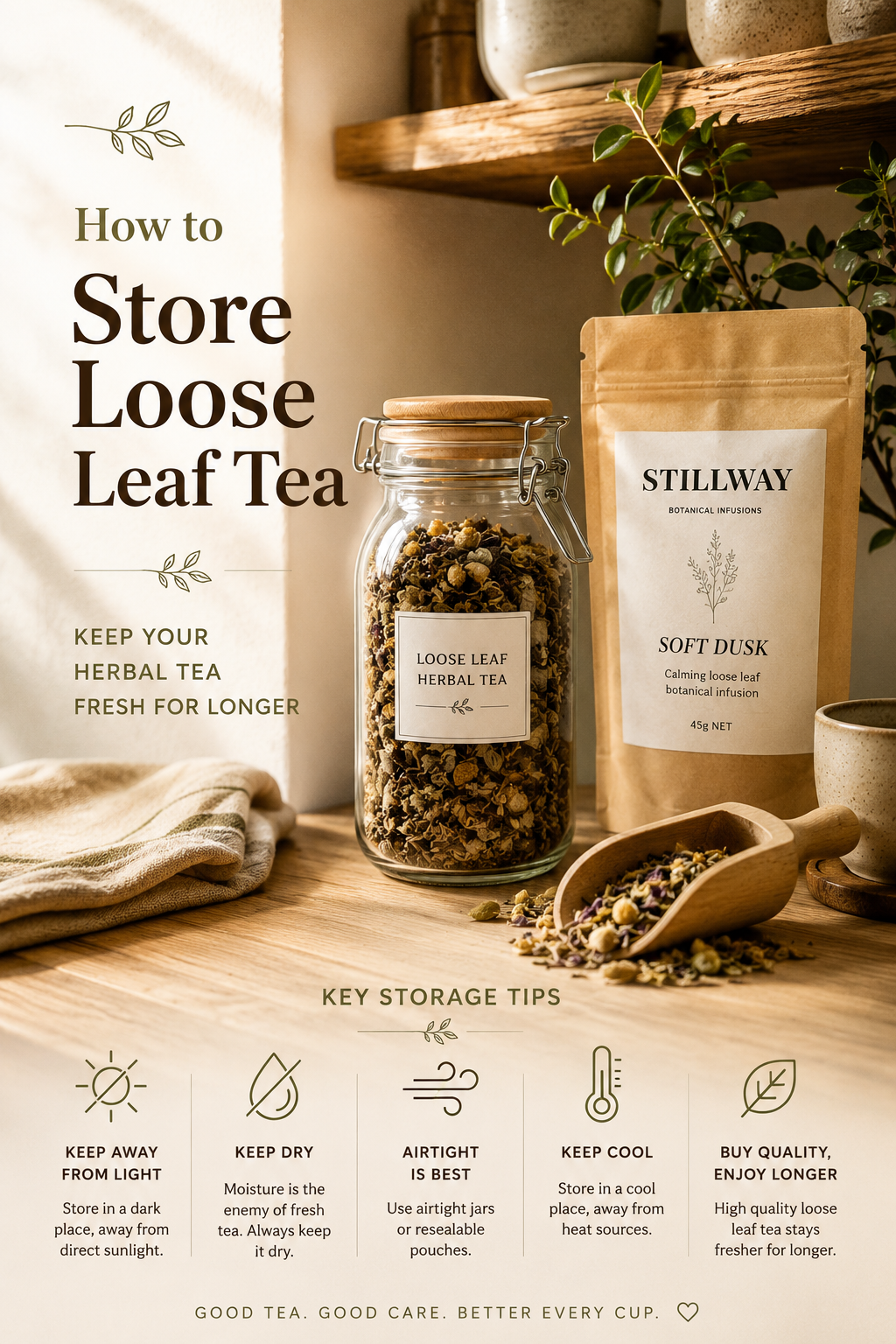 Hoe to store loose leaf herbal tea to keep it fresh for longer